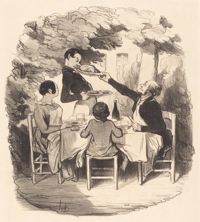 Ah! het is vers... maar hou eens jongen... door Honoré Daumier
