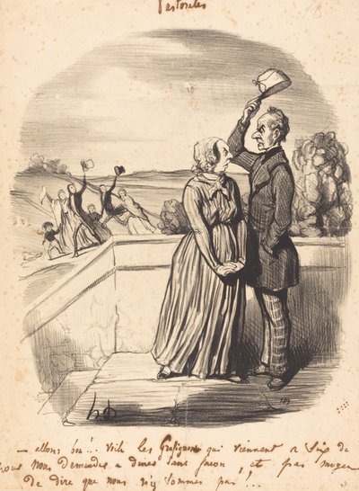Allons bon!... daar zijn de grafignons... door Honoré Daumier