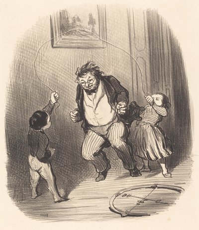 Kom op, papa... nog... tweeëndertig rondjes!... door Honoré Daumier