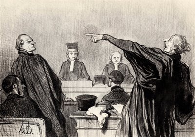 Een advocaat die duidelijk volledig overtuigd is door Honoré Daumier