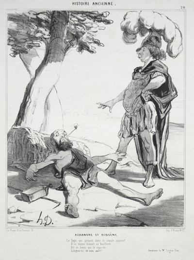 Oude Geschiedenis, plaat 20: Alexander en Diogenes door Honoré Daumier