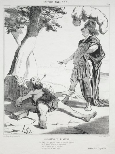 Oude Geschiedenis, plaat 20: Alexander en Diogenes door Honoré Daumier