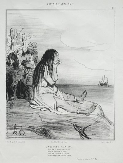 Oude Geschiedenis, plaat 24: Het verlaten van Ariadne, 4 september 1842 door Honoré Daumier
