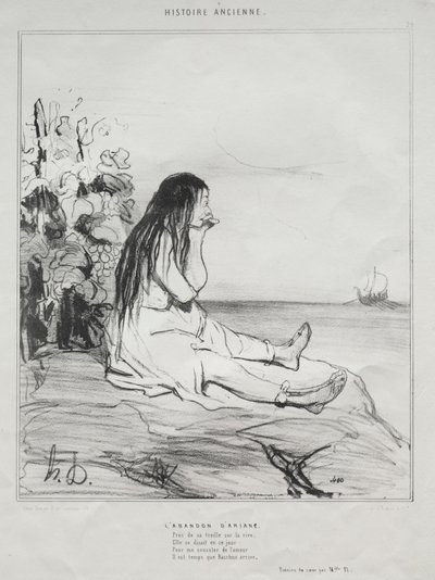 Oude Geschiedenis, plaat 24: Het Verlaten van Ariadne, 4 september 1842 door Honoré Daumier