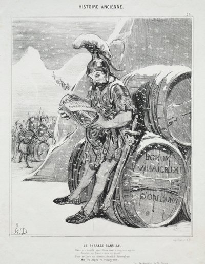 Oude Geschiedenis, plaat 28: De Oversteek van Hannibal door Honoré Daumier
