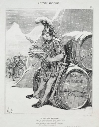 Oude Geschiedenis, plaat 28: De Overtocht van Hannibal door Honoré Daumier