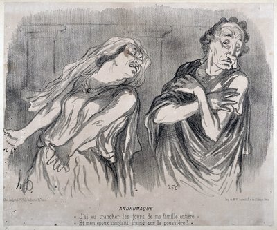 Andromaque Gravure door Honore Daumier (1808-1879) in Le Charivari. Palais Longchamp, Musée des Beaux Arts de Marseille. door Honoré Daumier