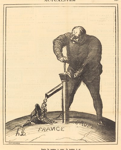 Na de bloedpomp, de goudpomp door Honoré Daumier