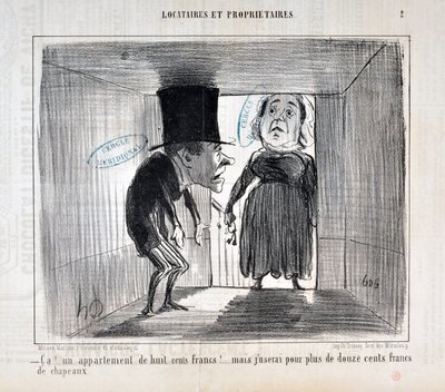 Kunstwerk door Honore Daumier (1808-1879) Charivari uit 1854: Serie TENNIQUES AND OWNERS 