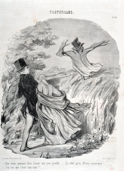 Kunstwerk door Honore Daumier (1808-1879). Charivari dateert uit 1845: Serie PASTORALES Hoe goed we zijn om zo