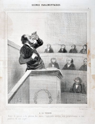 In de galerij - Voordat hij verdergaat met de kwestie van suikers, wil het geachte lid goed nadenken over zijn onderwerp door Honoré Daumier