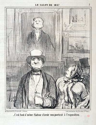 Kunstwerk door Honore Daumier (1808-1879). Charivari uit 1857: Serie SALON DE 1857 
