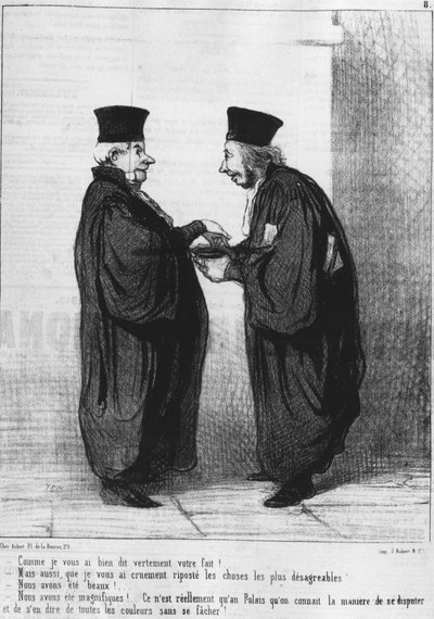 Zoals ik je echt je feit vertelde!... Maar ook, dat ik je de meest onaangename dingen wreed heb vergolden... We waren mooi!... We waren mooi!... Het is echt alleen in het Paleis dat we de manier van. door Honoré Daumier