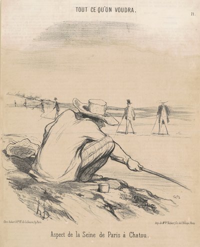 Aspect de la Seine de Paris à Chatou door Honoré Daumier