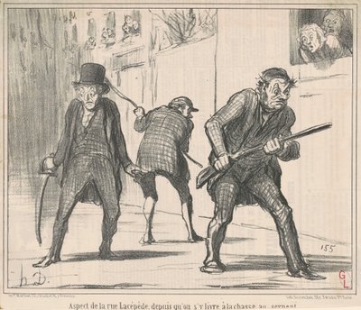 Aspect van de rue Lacépède... door Honoré Daumier