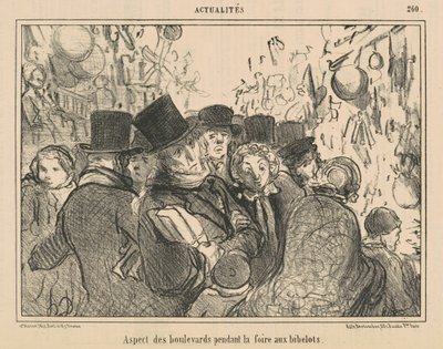 Uitzicht op de boulevards tijdens de snuisterijenmarkt door Honoré Daumier