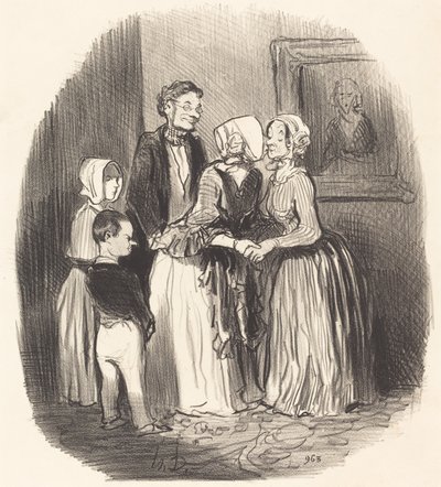 Nieuwjaarsbezoek... aan tante Rabourdin door Honoré Daumier
