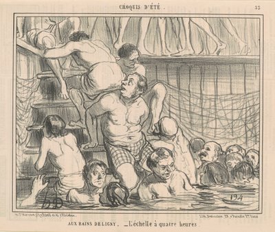 Bij de baden van Deligny door Honoré Daumier