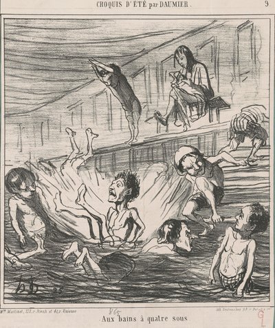 Bij de baden voor vier sous door Honoré Daumier