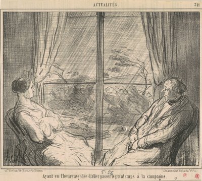 Met het idee om te gaan... door Honoré Daumier