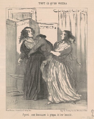 Een discussie over hun schoonheid door Honoré Daumier