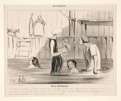 Baden van vrouwen. Ja mevrouw, c door Honoré Daumier