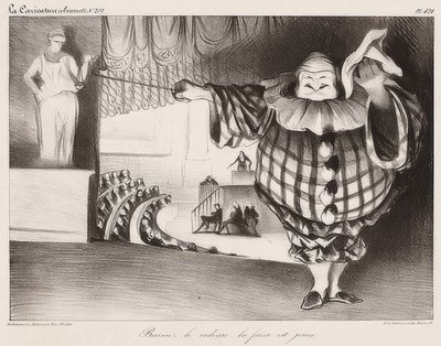 Laat het gordijn zakken, de klucht is gespeeld (uit: La Caricature no. 201, 11.09.1834) door Honoré Daumier