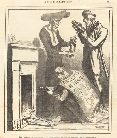 Erg teleurgesteld dat we... de kroon niet kunnen vinden... door Honoré Daumier