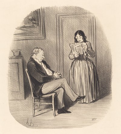 Bourgeois leest na het diner enkele hoofdstukken... door Honoré Daumier