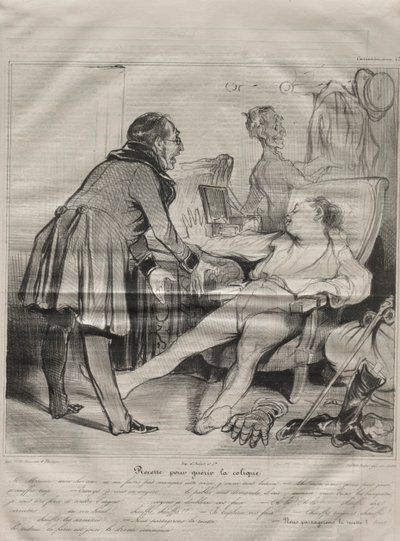 Caricaturana, plaat 72: Recept om koliek te genezen, 14 januari 1838 door Honoré Daumier