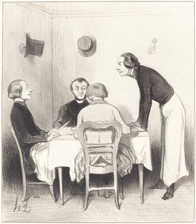 Wortel van het restaurant door Honoré Daumier
