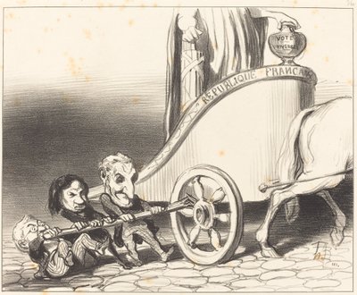 Deze wagen zal altijd rijden... door Honoré Daumier
