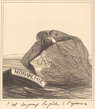 Het is gevaarlijk, vissen met een werpnet door Honoré Daumier