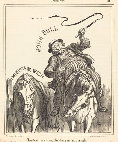 Zijn eenogige paard ruilen voor een blinde door Honoré Daumier