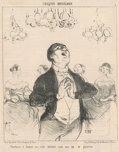 Proberen een rijke te fascineren ... door Honoré Daumier