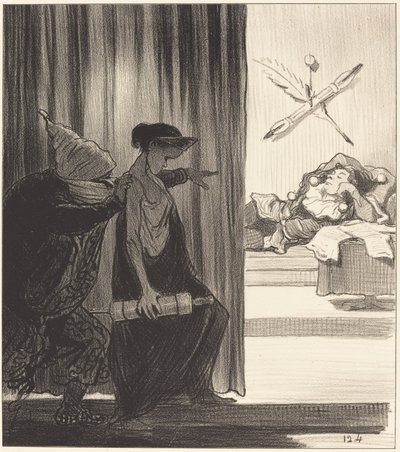 Clytemnestre geduwd door mimi Véron... door Honoré Daumier