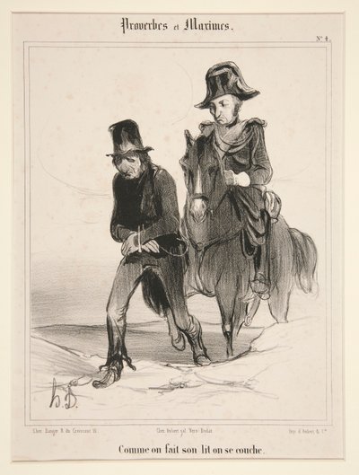 Comme on fait son lit on se couche, plaat 4 uit Proverbes et Maximes door Honoré Daumier