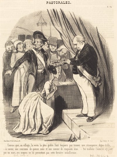 Zoals in het dorp, de deugd het meest gehavend... door Honoré Daumier