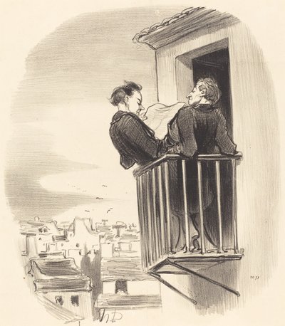 Comment on comprend le balcon Espagnol a Paris door Honoré Daumier