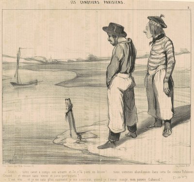 Cristi! ... Onze kano heeft zijn touw gebroken ... door Honoré Daumier