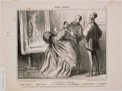 Parijse Schetsen - Het bezoek aan het atelier - Wat een schets! Wat een tekening! Het is van Van Dyck door Honoré Daumier