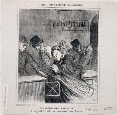 Schetsen genomen op de Tentoonstelling - Een Verbetering aan te Brengen door Honoré Daumier