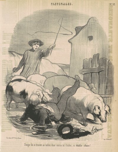 Gevaar om midden in een steeplechase te zijn door Honoré Daumier