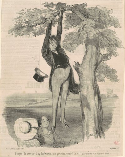 Danger de secouer trop fortement ... Un prunier door Honoré Daumier