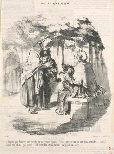Sinds Zémire weet dat ze me vijftien francs gaat kosten... door Honoré Daumier