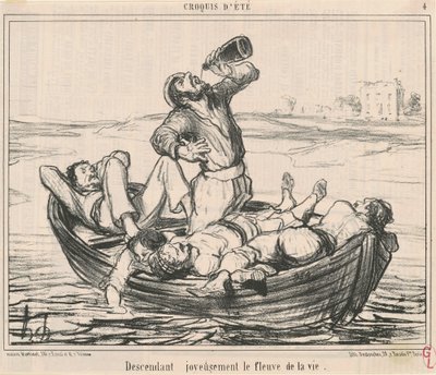 Vrolijk de Rivier van het Leven Afvarend door Honoré Daumier