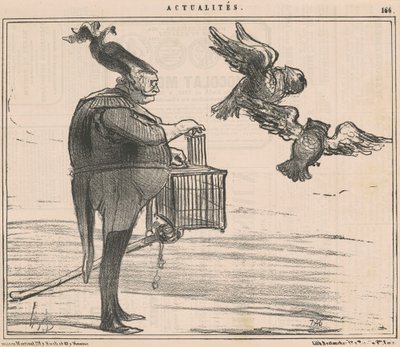 Twee oehoes losgelaten op Sebastopol door Honoré Daumier