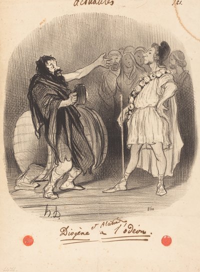 Diogenes en Alcibiades in het Odeon door Honoré Daumier