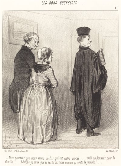 Dire... que nous avons un fils qui est... avocat... door Honoré Daumier