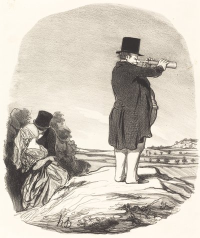 Zeg mijn vrouw... ik zie niets! door Honoré Daumier